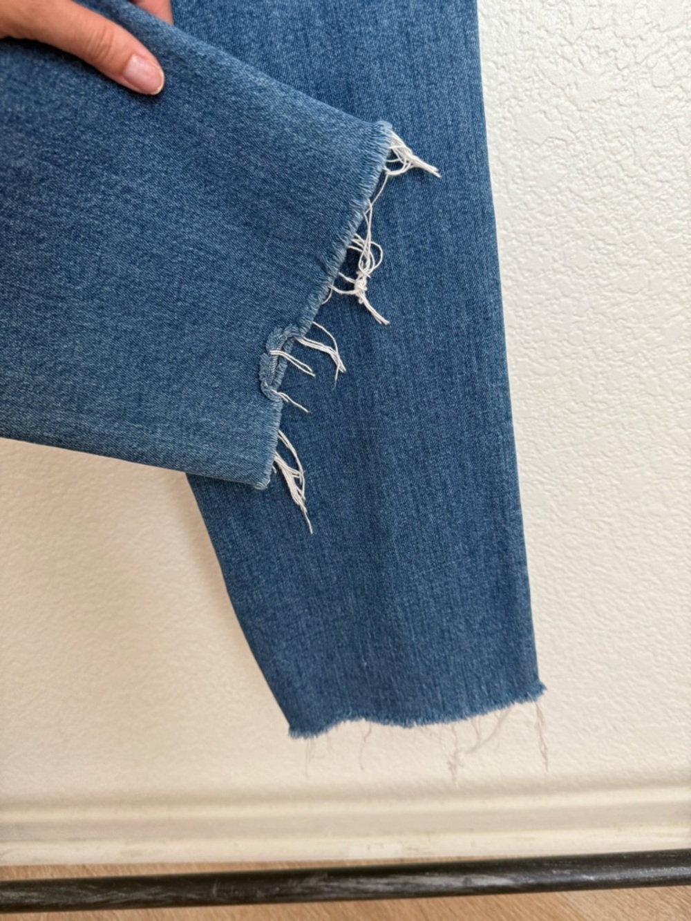 MOTHER Pixie Dazzler High-Rise Button-Fly Distressed Jeans - Light Blue - Picture 10 of 15